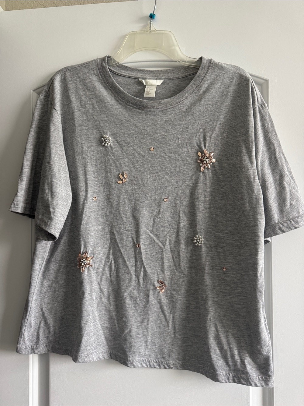 H&M Grey Crewneck Tee with Subtle Texture